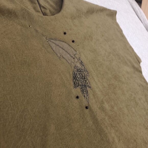 VTG Bead Embroidered Leaf Applique Top Womens 12 Art to Wear Blouse Embellished - Picture 4 of 9